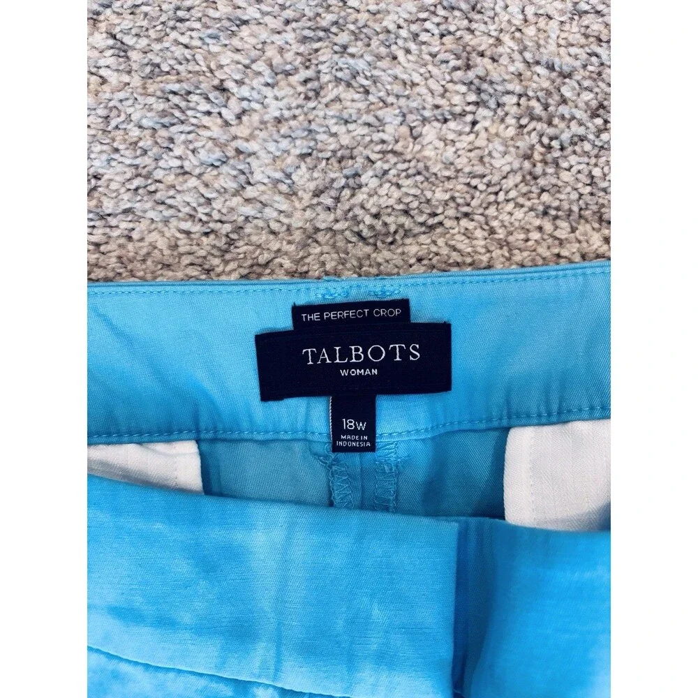 Talbots Woman The Perfect Crop Pants Size 16 Aqua Blue High-Rise Stretch - Picture 2 of 7